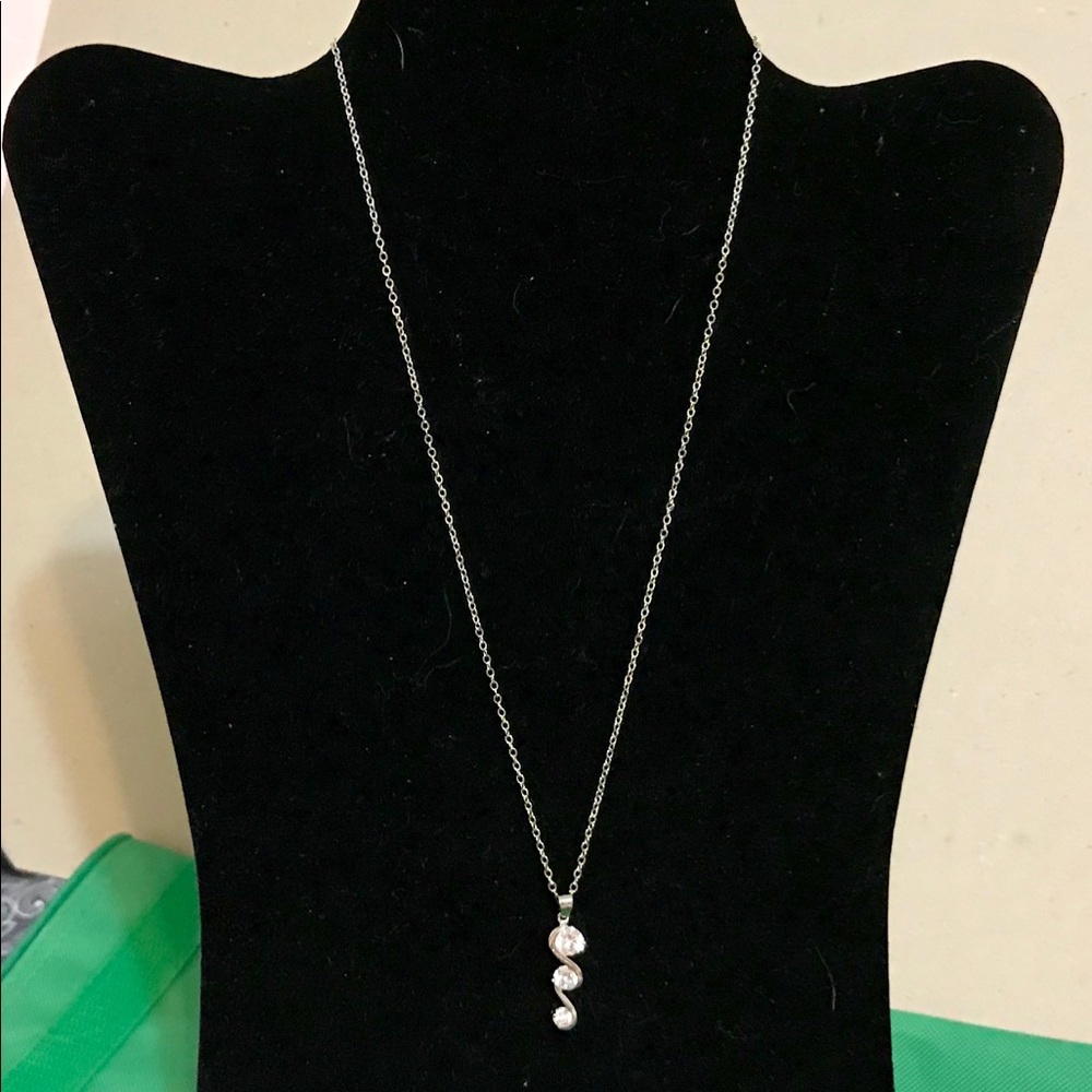 Swarovski Elements: Silver, 3-stone Necklace